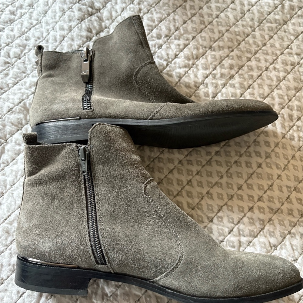 Marc Fisher Suede Zipper Boots - Gray